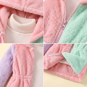 Girls Multicolour Colour-blocked Long Sleeve Jacket Coats & Jackets