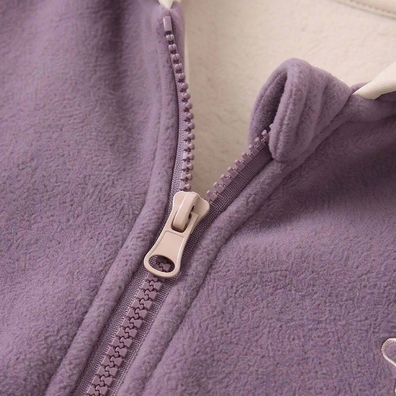 Boys Purple Dinosaur Embroidered Hooded Jacket Coats & Jackets