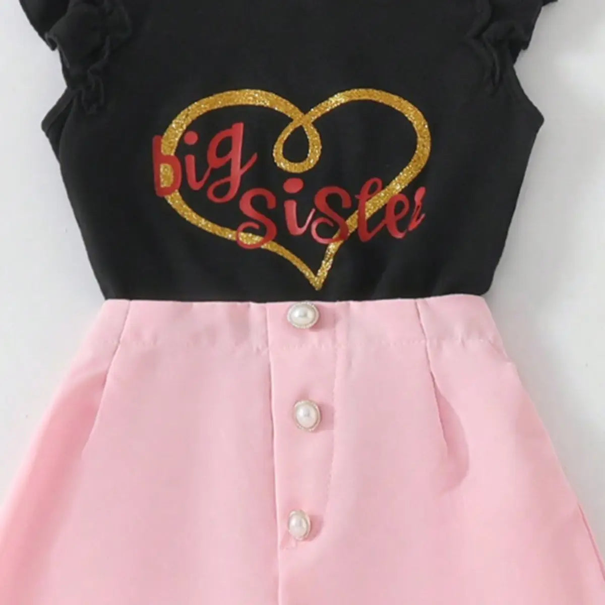 Girls Typographic Printed Top With Pink Shorts Set Sets