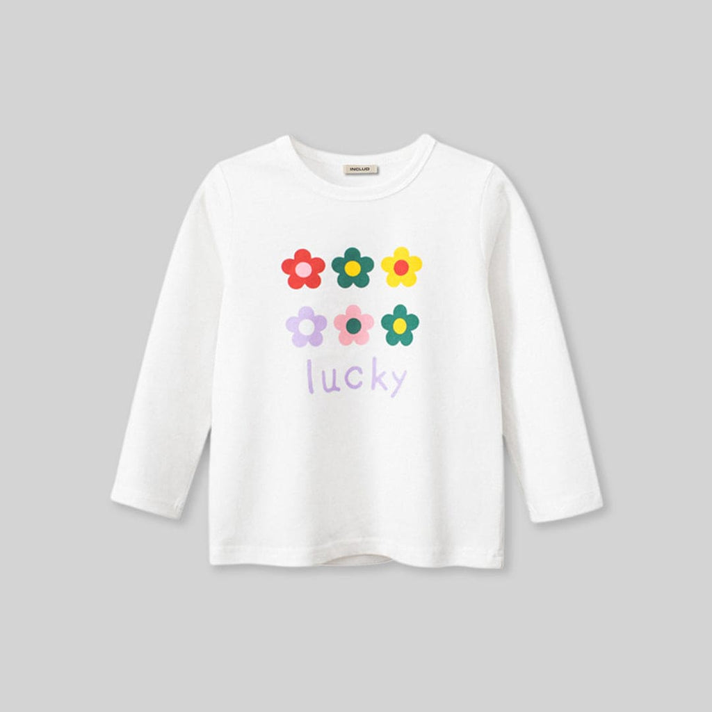 Girls Flower Print Long Sleeves T-shirt