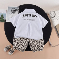 Boys Light Blue Animal Printed Shirt with Elasticated Shorts Sets 2 pc. Sets