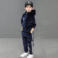 Boys Navy Blue Three Side Stripes Hooded Zip-up Jacket With Jogger Sets Sets Navy Blue 5-6 Y