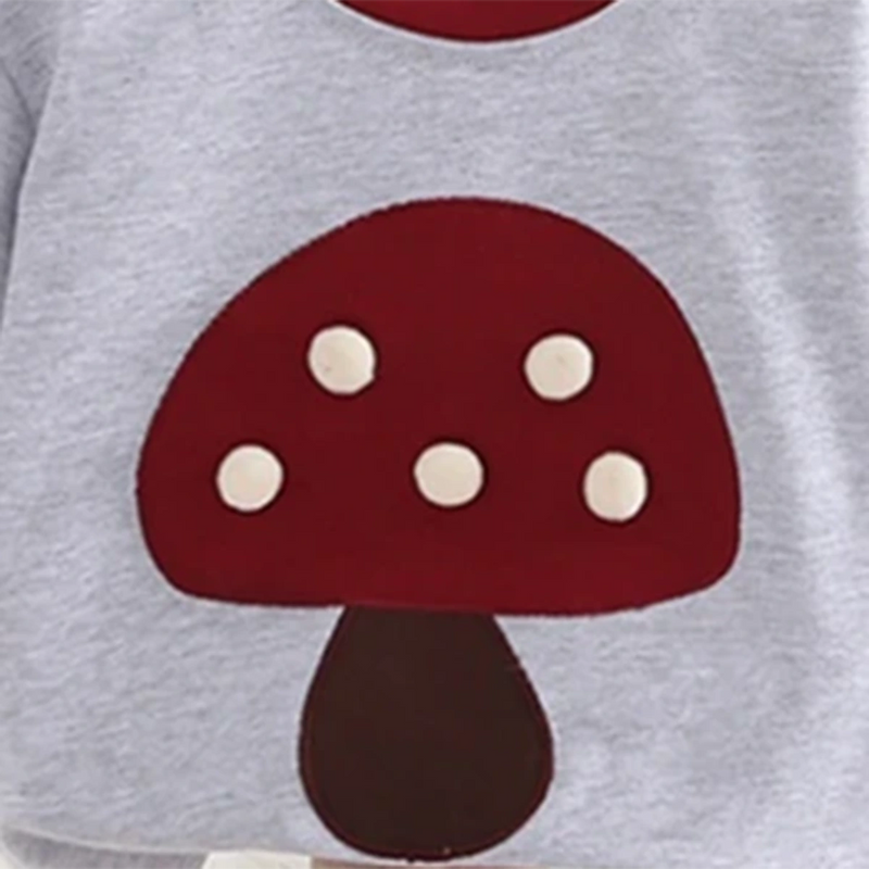 Girls Maroon Mushroom Embroidered T-Shirt With Shorts Set Sets