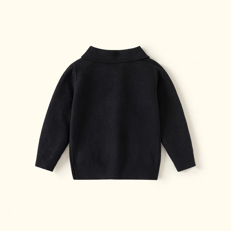 Boys Black Long Sleeve Polo Sweater Sweaters & Cardigans
