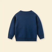 Boys Navy Blue Cardigan With Self-Design Puppy Patterns Sweaters & Cardigans