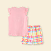 Girls Jellyfish Applique Top With Check Shorts 2 pc. Sets   