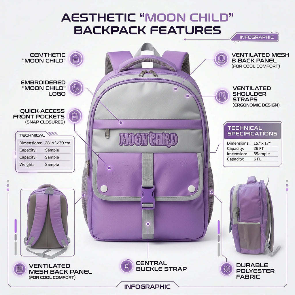 Kids Purple Multi-Compartment School Backpack Trending Accessories