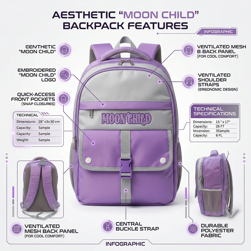Kids Purple Multi-Compartment School Backpack Trending Accessories