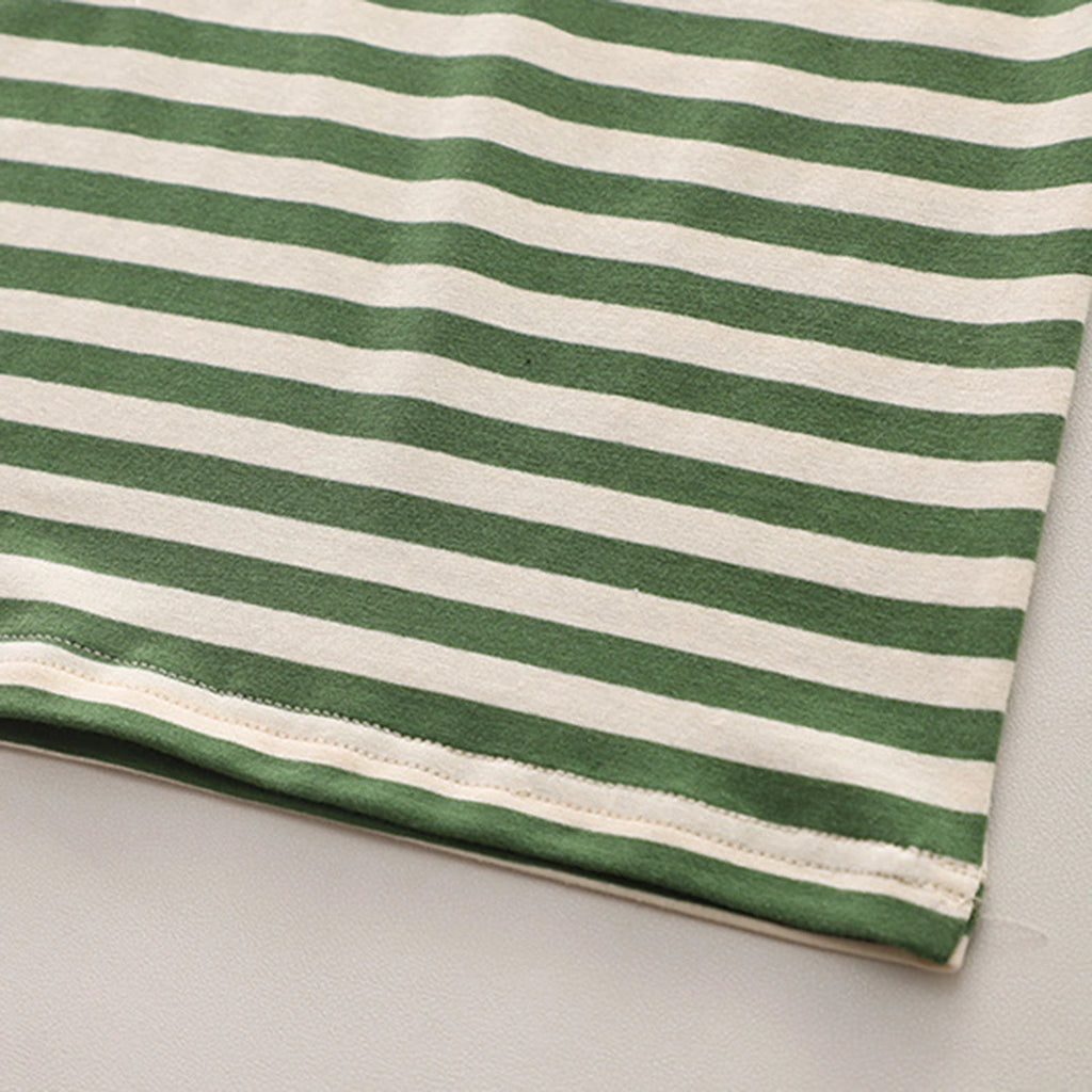 Boys Green Dog Motif Striped Short Sleeve T-Shirt With Dungaree Sets 2 pc. Sets