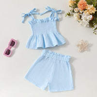 Girls Elasticated Crop Top With Shorts Set Sets   