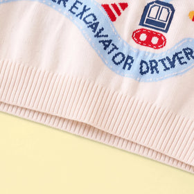 Boys Multicolor Sweater With Self-Design Excavator Theme Sweaters & Cardigans
