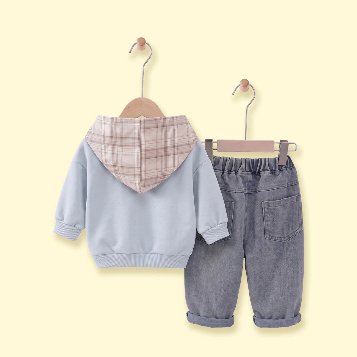 Boys Light Blue Typographic Sweatshirt With Denim Pants Sets 2 pc. Sets