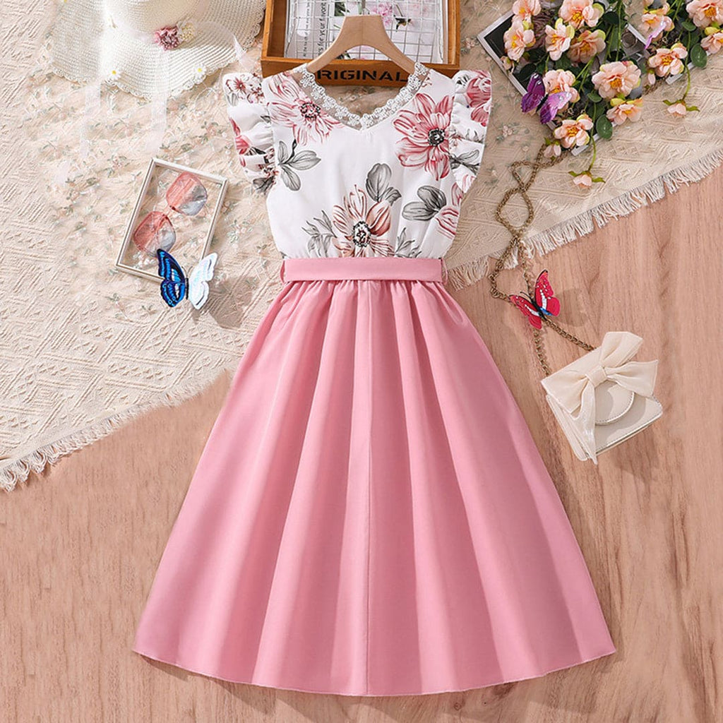 Girls Floral Print Fit & Flare Dress