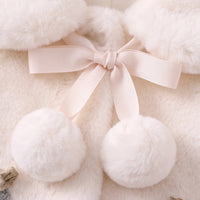 Girls White Applique Faux Fur Jacket Coats & Jackets