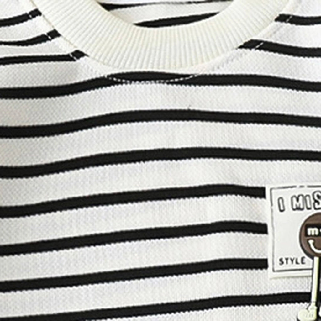Boys Black Striped Short Sleeve T-Shirt With Shorts Sets 2 pc. Sets