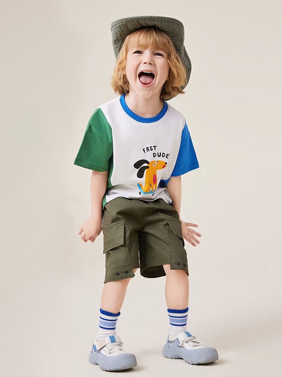 Boys Drop Shoulder Printed Casual T-shirt Tshirts Blue 1-2 Y 