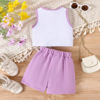 Girls Textured Sleeveless Top With Purple Skirt Sets 2 pc. Sets