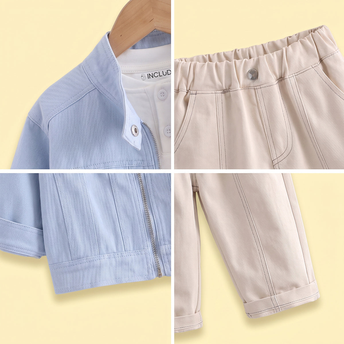 Boys Light Blue Zip-up Jacket & Pants With T-Shirt Sets Sets