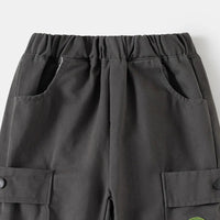 Boys Dark Grey Utility Cargo Pants With Elasticated Waistband Pants
