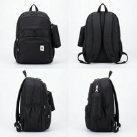 Kids Black Multi-Compartment School Backpack with Side Pouch Trending Accessories