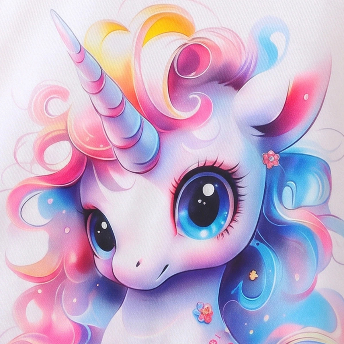 Girls White Unicorn Printed T-Shirt Dress Casual Dresses