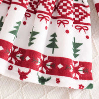 Girls White Self-Design Christmas Patterns Long Sleeves Fit & Flare Dress Casual Dresses