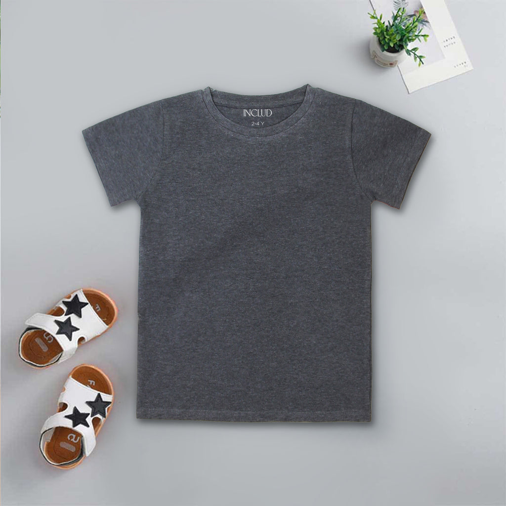 Boys Multicolor Solid Round Neck Short Sleeve Summer T-shirts- Pack of 2 Tshirts