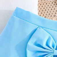 Girls Sleeveless Top With Light Blue Cap & Skirt Set Sets