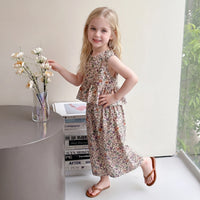 Girls Multicolor Floral Print Peplum Top With Pants Sets 2 pc. Sets