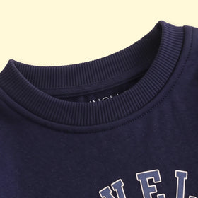 Boys Navy Blue Typographic Long Sleeve Sweatshirt Sweatshirts & Hoodies