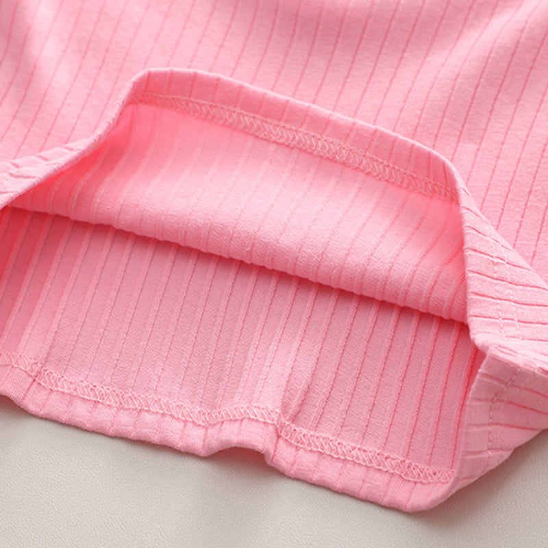 Girls Pink Self Striped Knitted Top With Printed Pant Set 2 pc. Sets