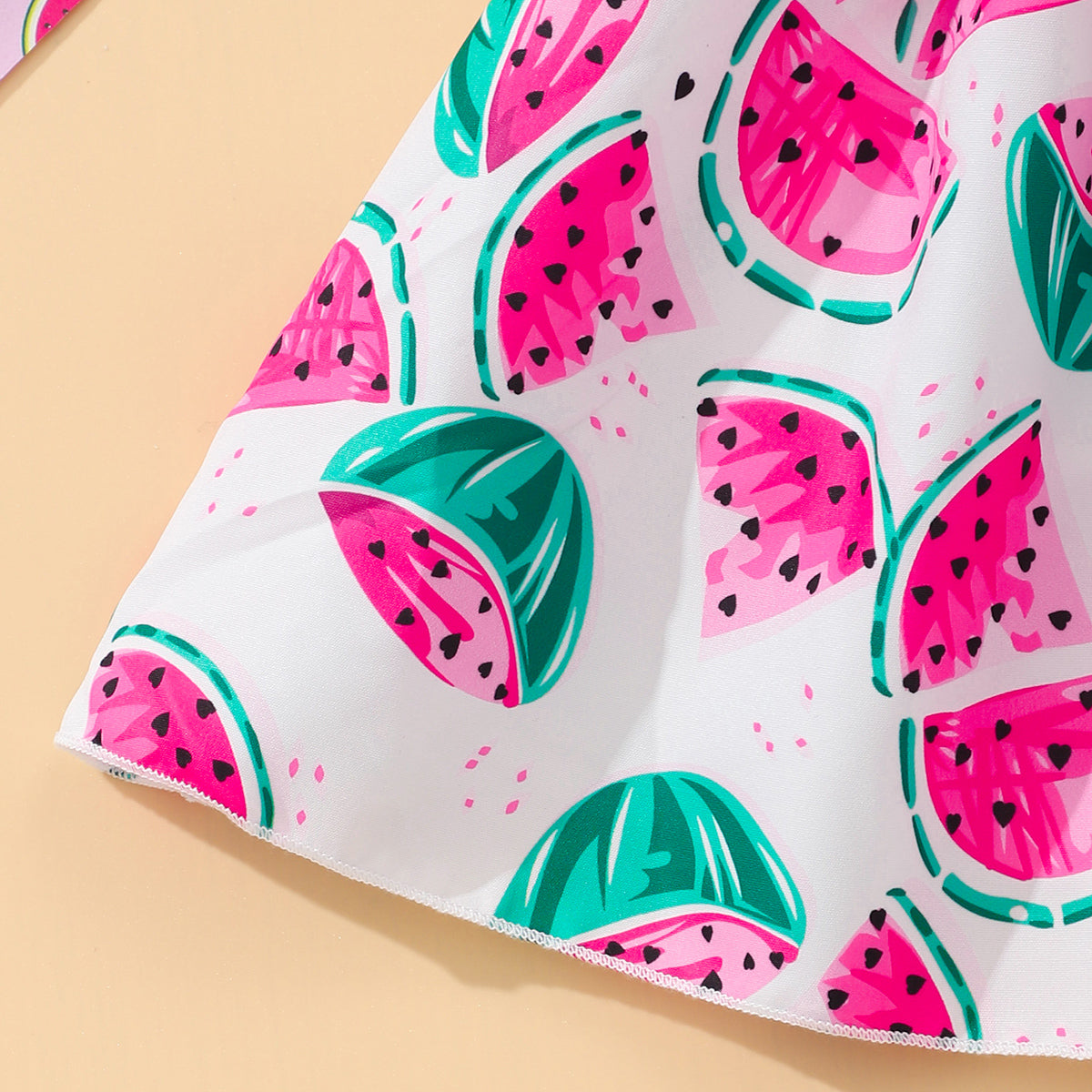 Girls Pink Watermelon Print Top with Skirt Set Sets