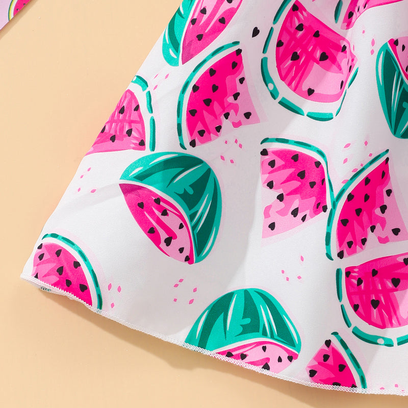 Girls Pink Watermelon Print Top with Skirt Set Sets