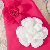 Girls Fuchsia Sleeveless A-line Dress With Large 3D Flowers Applique Casual Dresses