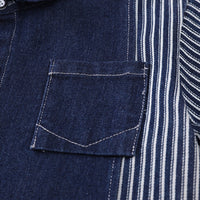 Boys Dark Blue Striped Denim Shirt And Shorts set 2 pc. Sets
