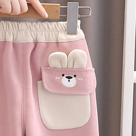 Boys Pink Bear Embroidered Patched Jogger Trackpants & Joggers