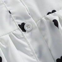 Girls White Heart Printed Shirt Dress With Denim Sleeveless Vest Casual Dresses