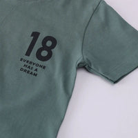 Boys Green Typographic Printed Short Sleeve T-Shirt With Shorts Sets 2 pc. Sets