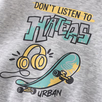 Boys Grey Typographic Hooded Sweatshirt With joggers Sets Sets