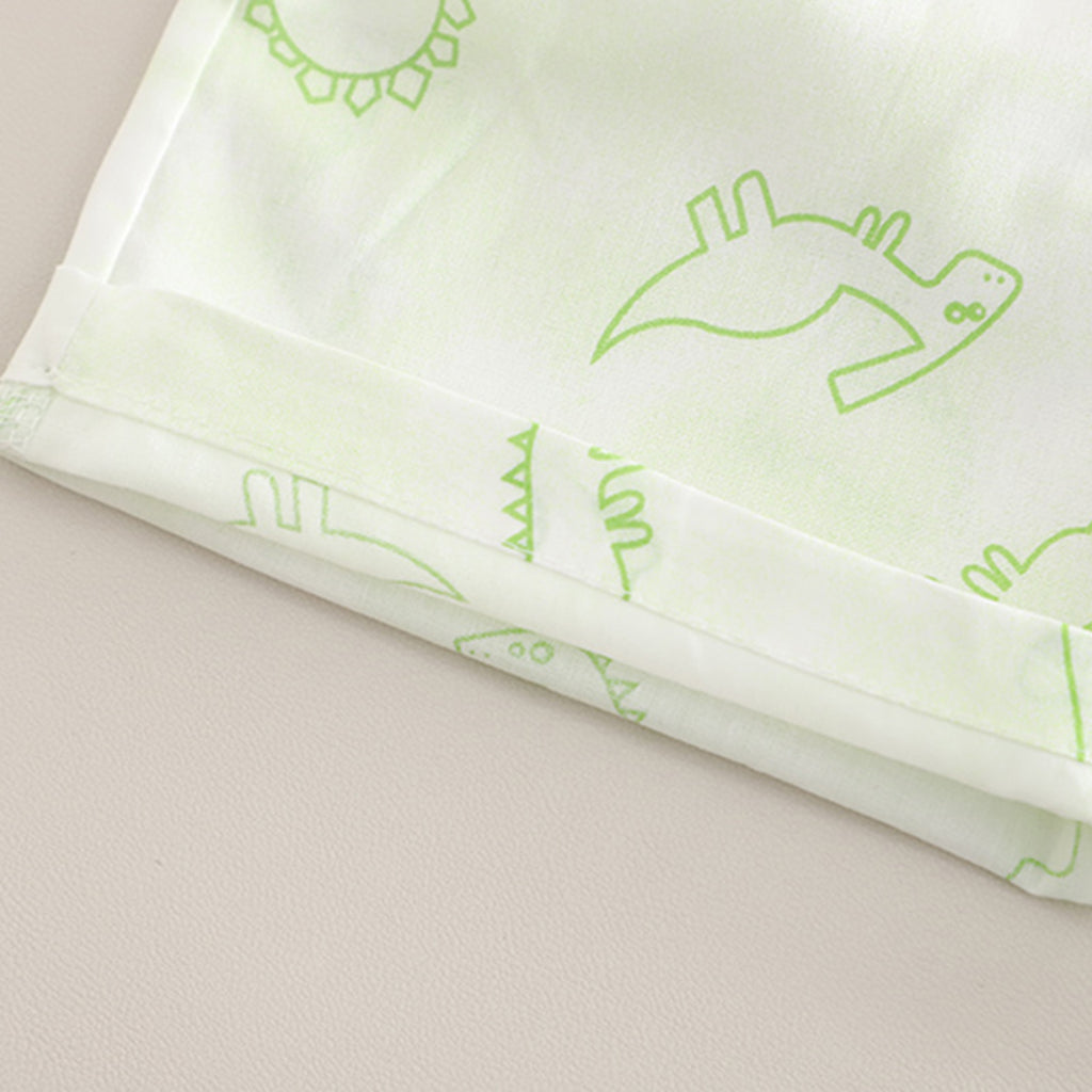 Boys Green Dinosaur Printed Shirt With Sleeveless T-Shirt And Shorts Set 3 pc. Sets