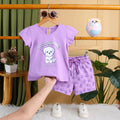 Girls Lilac Animal Graphic Short Sleeve Top With Printed Shorts Sets Sets Lilac 6-12 M