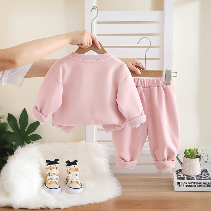 Girls Pink Embroidered Sweatshirt With Pants Set 2 pc. Sets