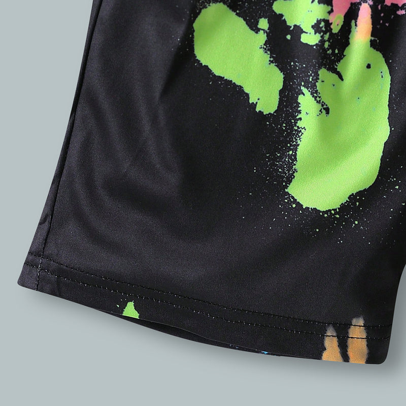Boys Black Dinosaur Printed Glow in the Dark T-Shirt With Shorts Co-ord Set 2 pc. Sets