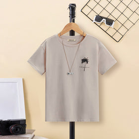 Boys Grey Solid Short Sleeves T-Shirt Tshirts Grey 7-8 Y