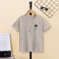 Boys Grey Solid Short Sleeves T-Shirt Tshirts Grey 7-8 Y