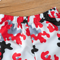 Girls Red Dinosaur Printed t-Shirt With Shorts Summer Sets 2 pc. Sets