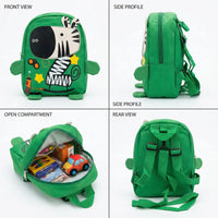 Boys Green Animal Print Cotton School Backpack Trending Accessories