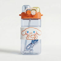 Cute Kids Orange Dual Spout Water Bottle with Straw, Leakproof Lid & Adjustable Strap Trending Accessories Orange Onesize