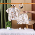 Boys Brown Tropical Print T-Shirt With Printed Shirt and Shorts Sets Sets Brown 6-12 M