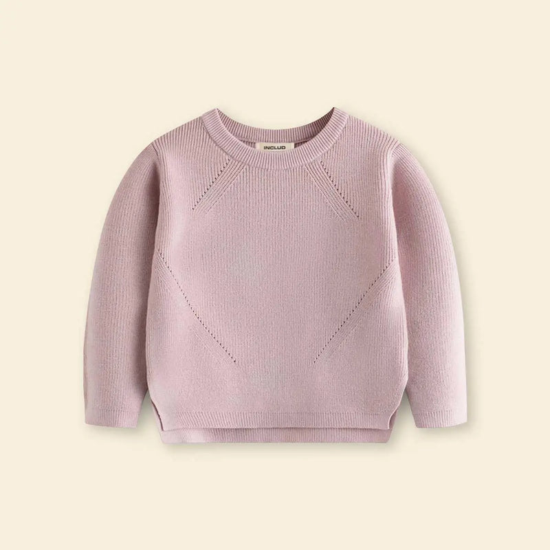 Girls Dusty Pink Self-Design Sweater Sweaters & Cardigans